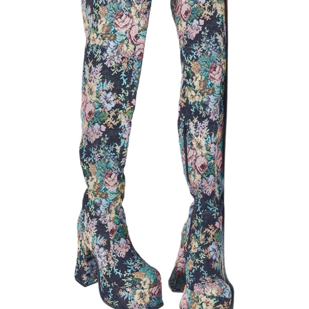 Floral Over-the-Knee Boots